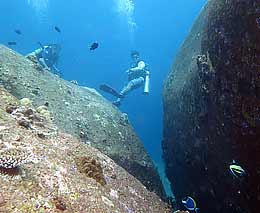 Divers way above at ko bangu north point diving andaman sea feature