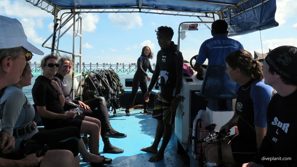 Getting the dive brief at on the boat diving mabul sabah malaysia