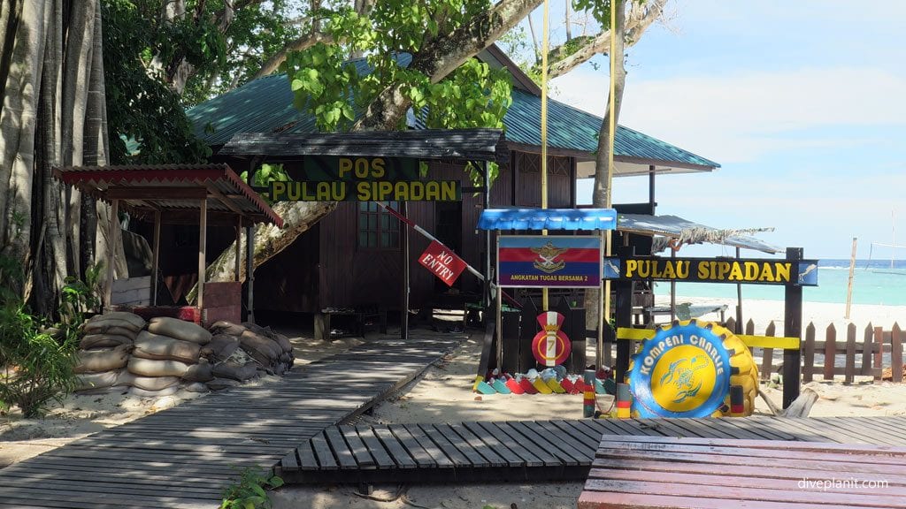 Colourful signage of kompeni charlie at the island diving sipadan malaysia