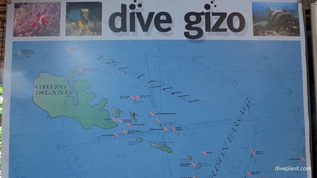 Dive gizo dive site map at dive gizo shop gizo diving solomon islands ref only
