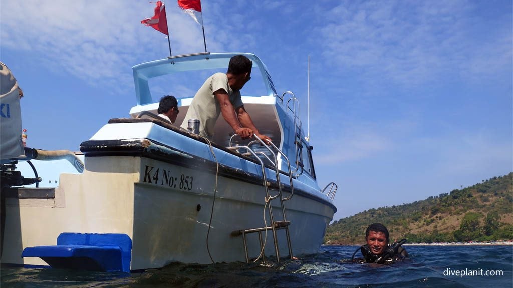 Easy climb back into the boat diving with aquamarine diving bali from padang bai at bali indonesia diveplanit