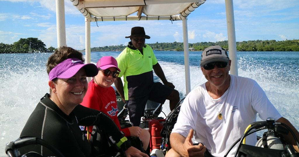 On the dive boat with scott belinda and alicia at toa maru diving gizo solomon islands diveplanit