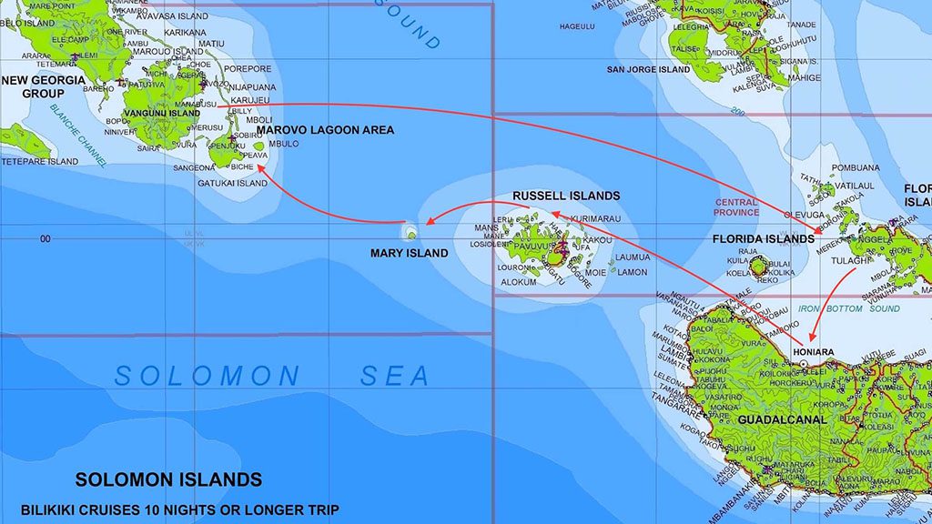 Solomon Islands bilikiki 10 night trip map