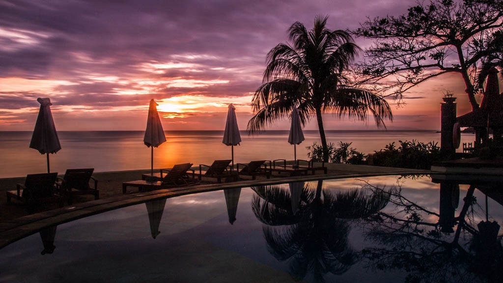 Tauch terminal tulamben bali indonesia panorama at sunset