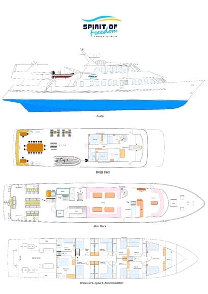 Spirit of freedom beautiful and luxurious liveaboard cairns australia cabin plan