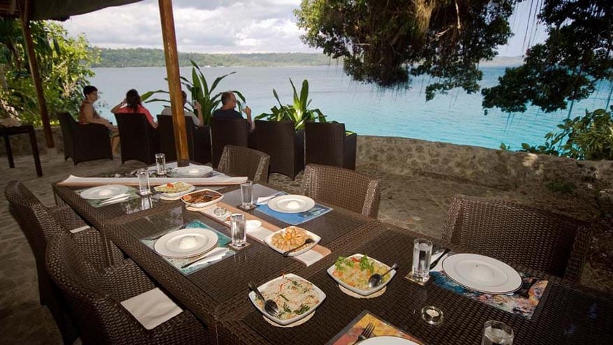 Extra divers at nabuccos cape paperu resort saparua island ambon indonesia | restaurant setting