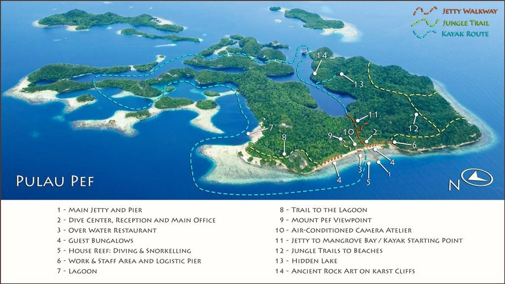Raja divers pulau pef raja ampat indonesia map pulau pef