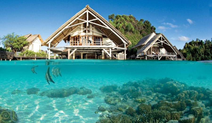 Misool eco resort batbitim island raja ampat indonesia water cottages split