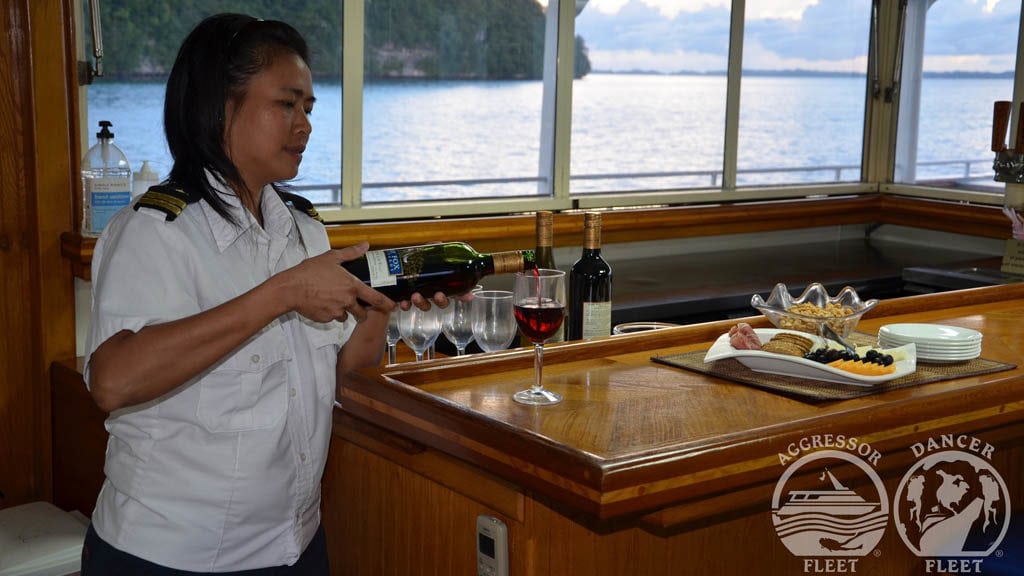 Rock Islands Aggressor offers cruises throughout Palau - Serving Drinks