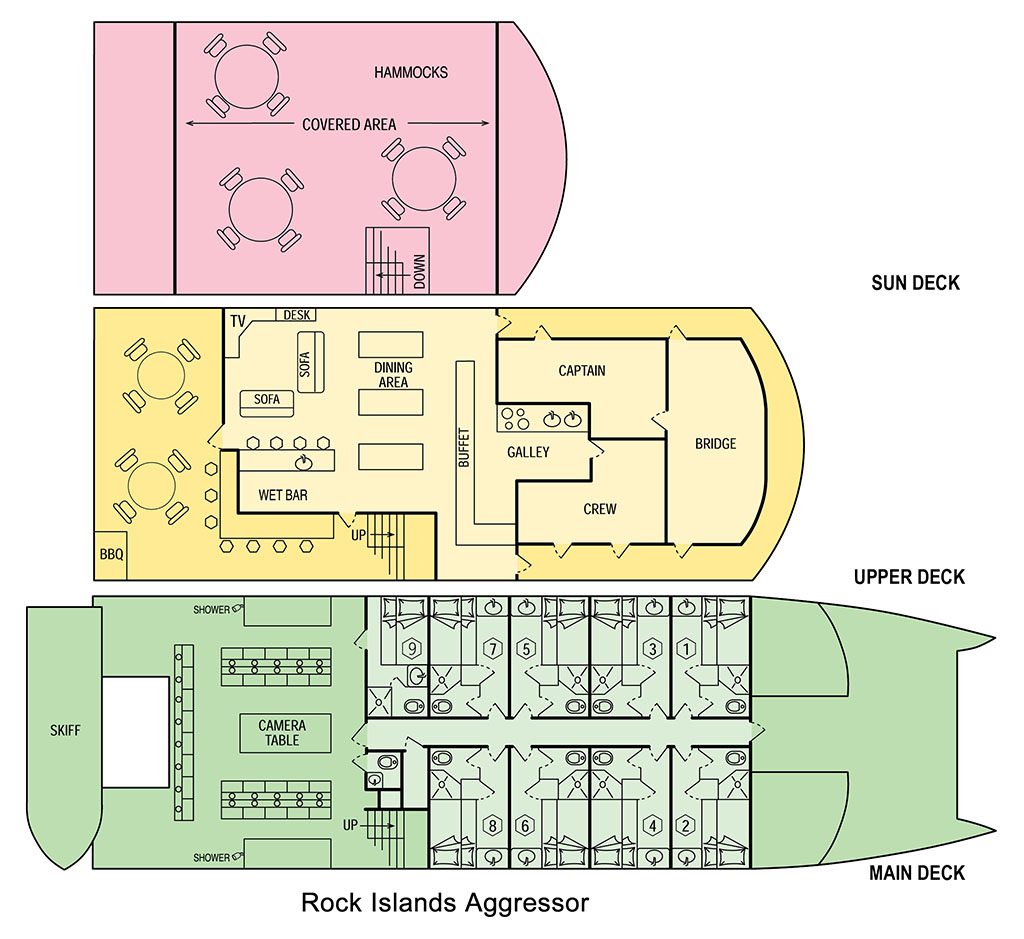 7 Rock Islands Aggressor Liveaboard Palau floorplan