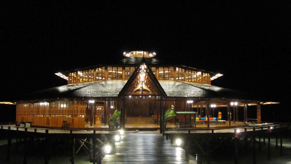 Lankayan island sabah borneo malaysia restaurant by night