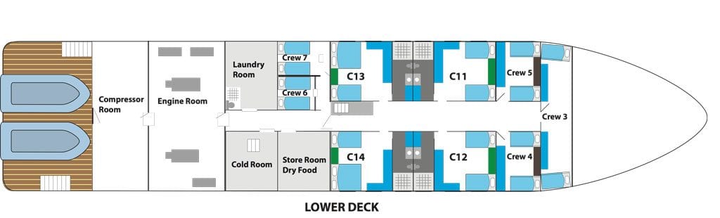 White Manta Liveaboard, Raja Ampat, Komodo, Kalimantan, Banda Sea - Deckplan Lower Deck