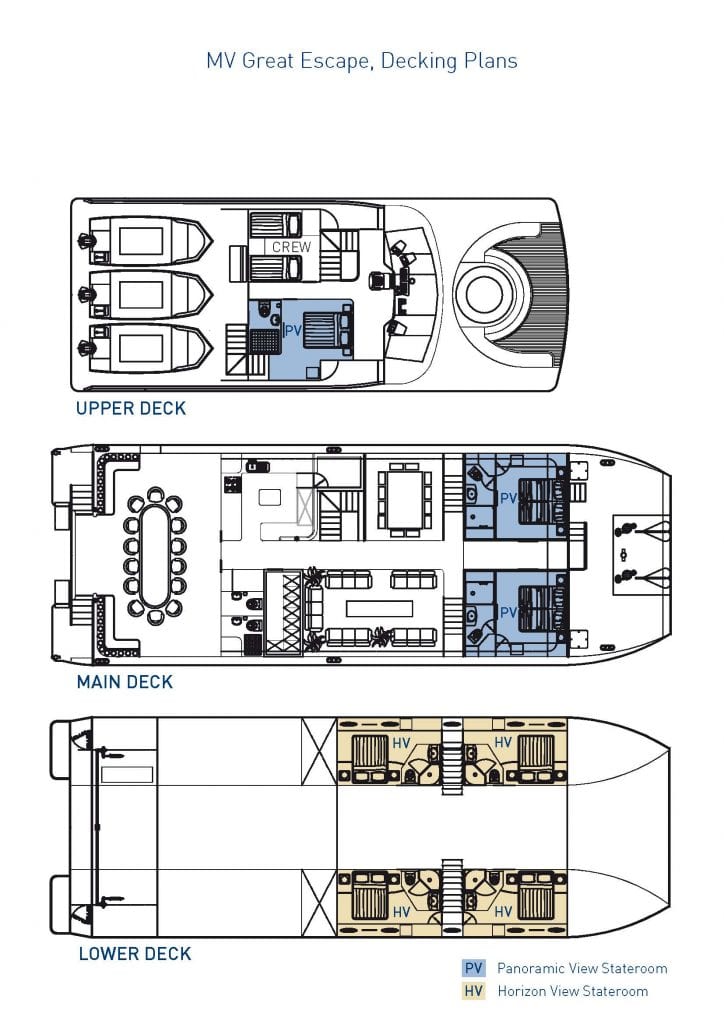 Great escape liveaboard rowley shoals australia deckplan