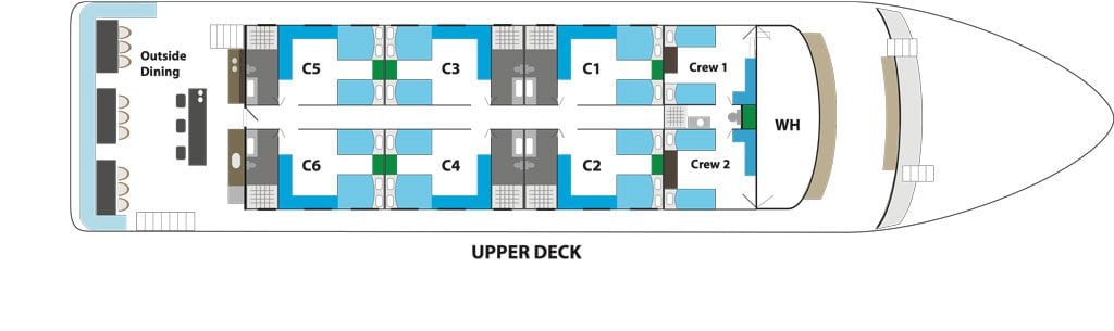 White Manta Liveaboard, Raja Ampat, Komodo, Kalimantan, Banda Sea - Deckplan Upper Deck