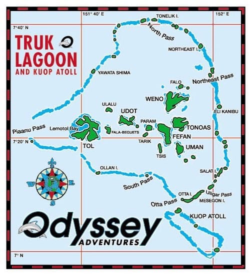 Truk odyssey liveaboard truk dive site map