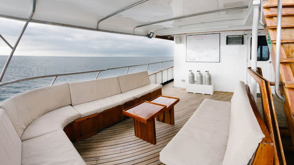 Galapagos sky liveaboard galapagos islands shaded seating