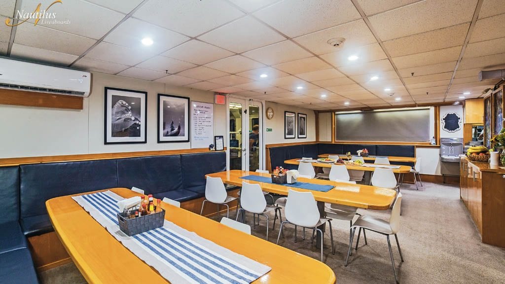 Nautilus belle amie liveaboard socorro guadalupe mexico dining room