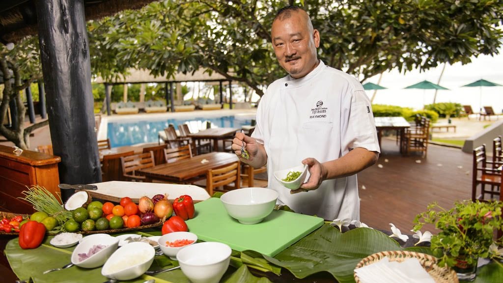 Jean michel cousteau resort savusavu fiji chef with food