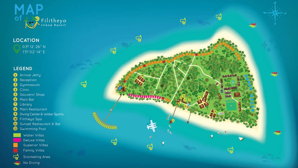 14 Filitheyo Island Resort & Werner Lau Dive Centre, Maldives - resort map