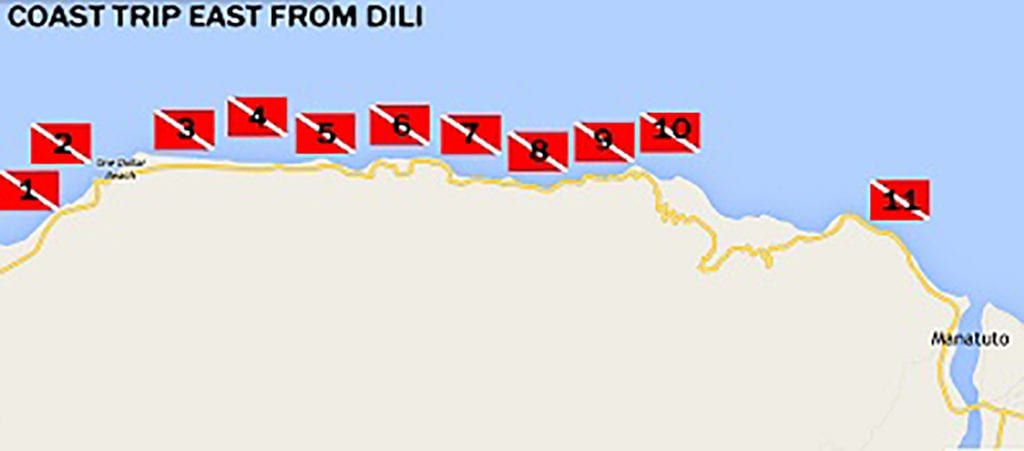14 Dive Timor Lorosae, Dili, Timor Leste | Dive East Timor map coast east