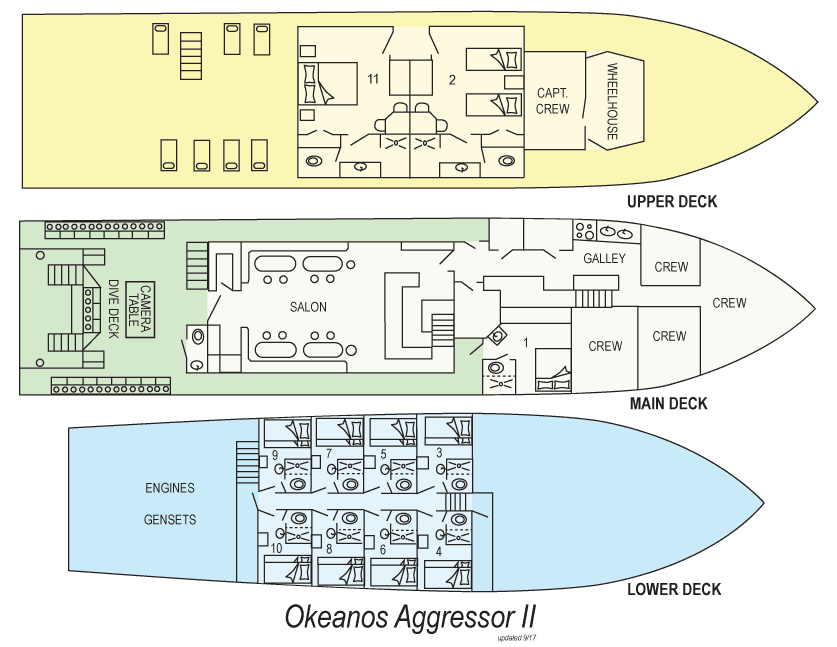 14 Okeanos Aggressor II Liveaboard Cocos Island, Costa Rica cabin layout