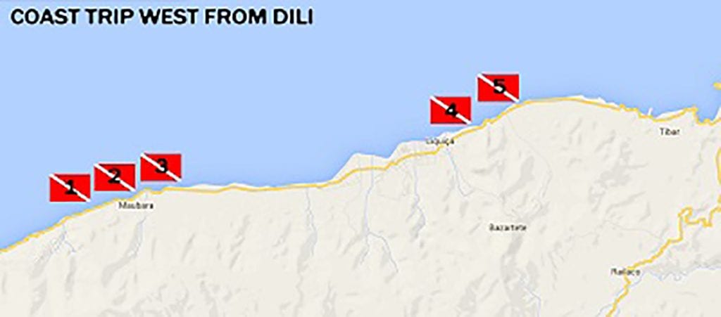 15 Dive Timor Lorosae, Dili, Timor Leste | Dive East Timor map coast west