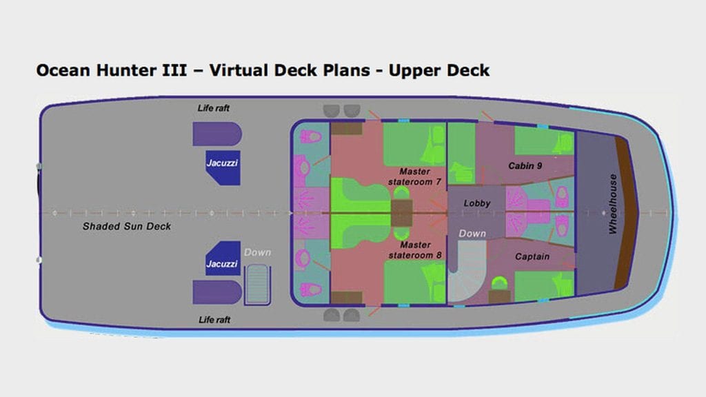 Ocean Hunter 3 luxury liveaboard in Palau deckplan2