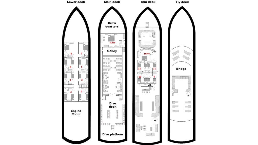 12 M/Y Grand Sea Serpent Liveaboard | Red Sea dive cruises deck layout