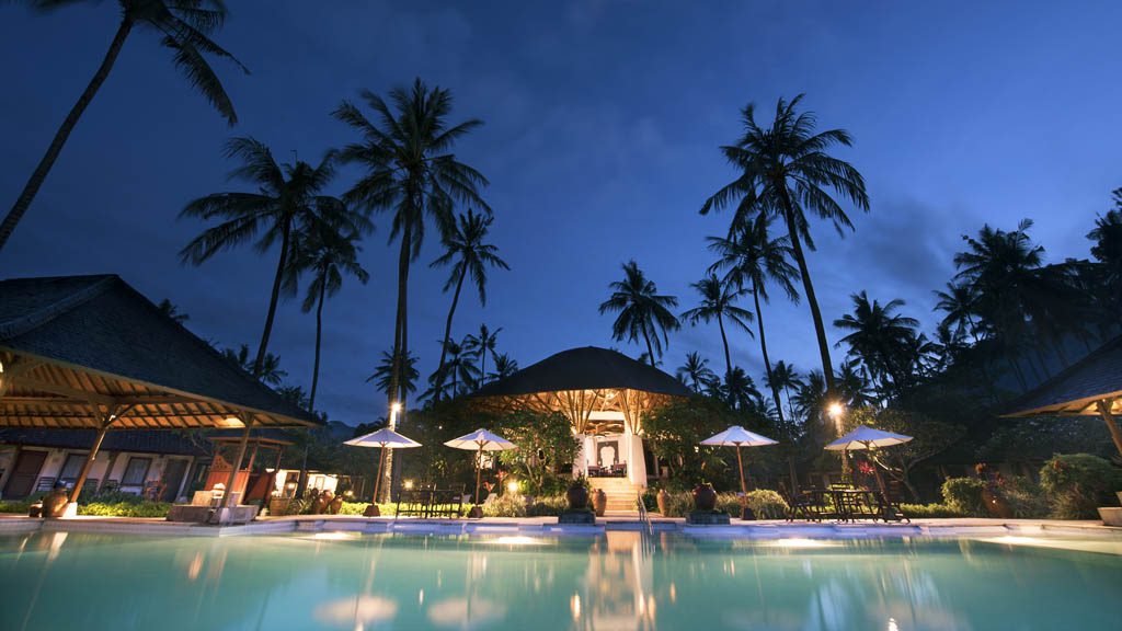 Gangga Divers at Lotus Bungalows Candidasa, Bali, Indonesia - Evening Pool