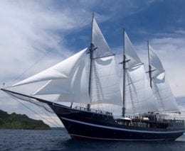 Dewi Nusantara's interior is that of a floating boutique resort featuring high-end amenities. Its itineraries include some of the best diving in Indonesia