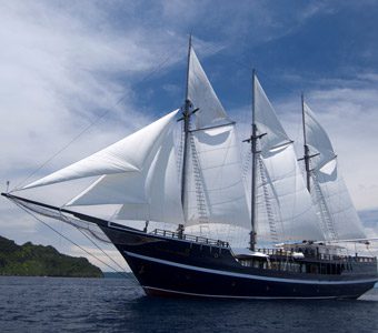Dewi Nusantara's interior is that of a floating boutique resort featuring high-end amenities. Its itineraries include some of the best diving in Indonesia
