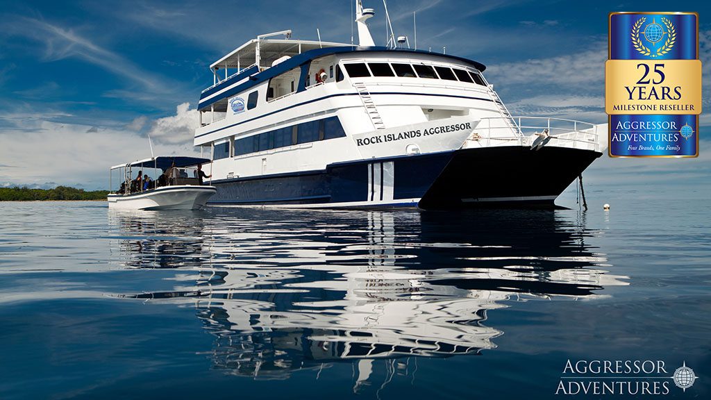 3 Rock Islands Aggressor Liveaboard Palau hero 25yearslogo