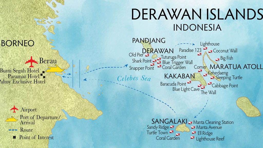 27 Raja Ampat Aggressor Liveaboard Indonesia itinerary map derawan