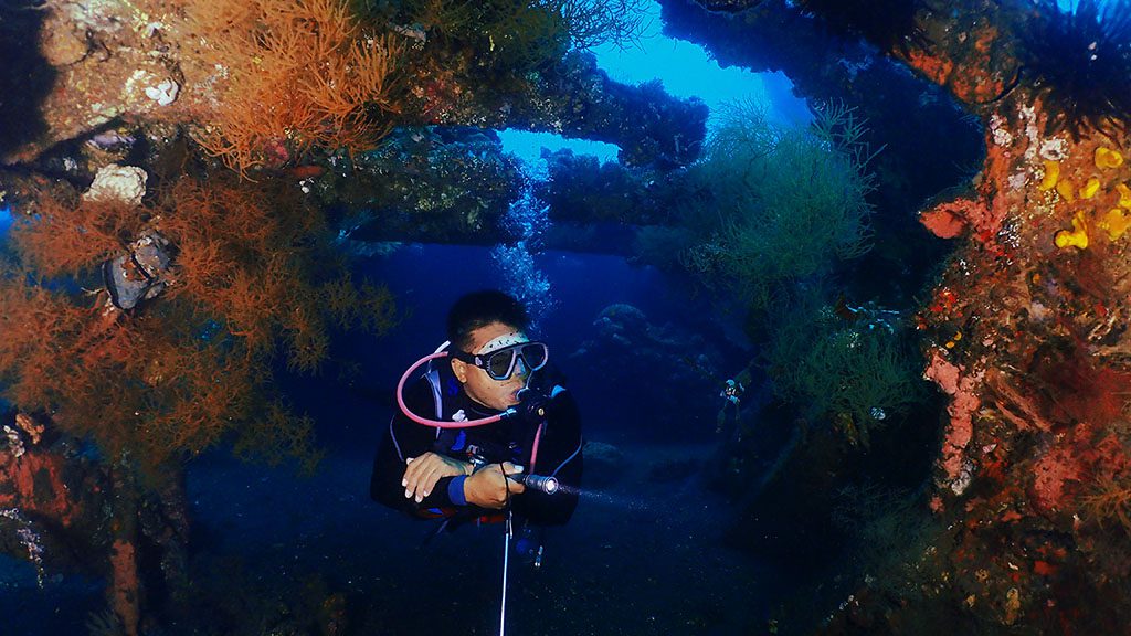 Scuba,Diving,At,Liberty,Shipwreck,,Tulamben,,Bali