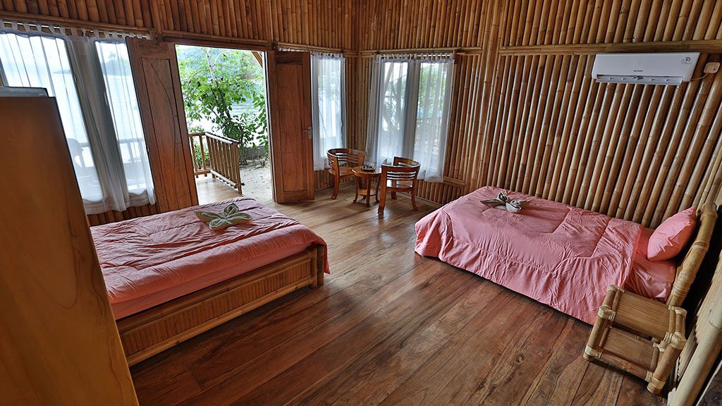 7 proco island bambu resort Halmahera Indonesia twin share bungalow