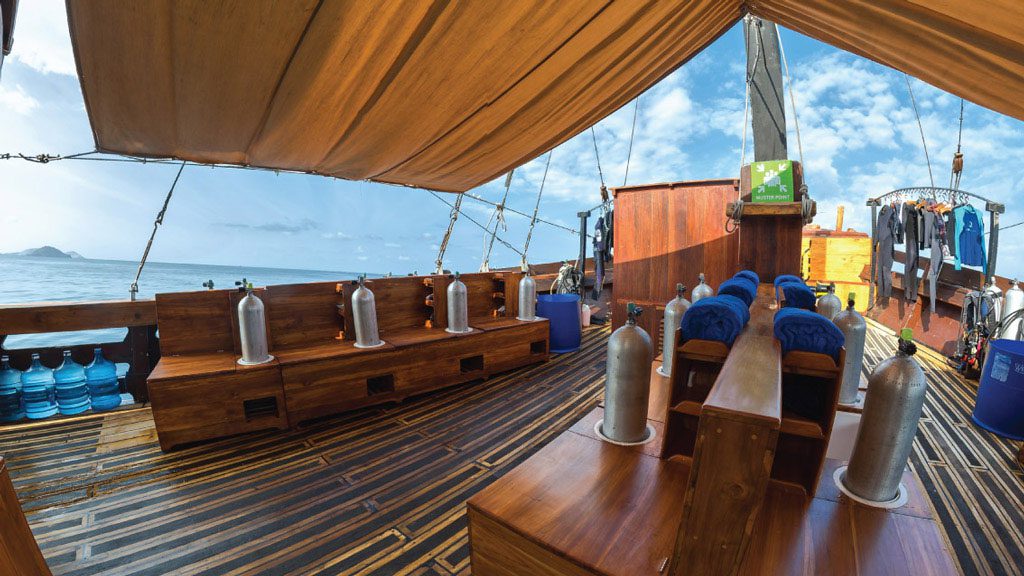 11 Damai 1 Liveaboard Indonesia main deck dive deck