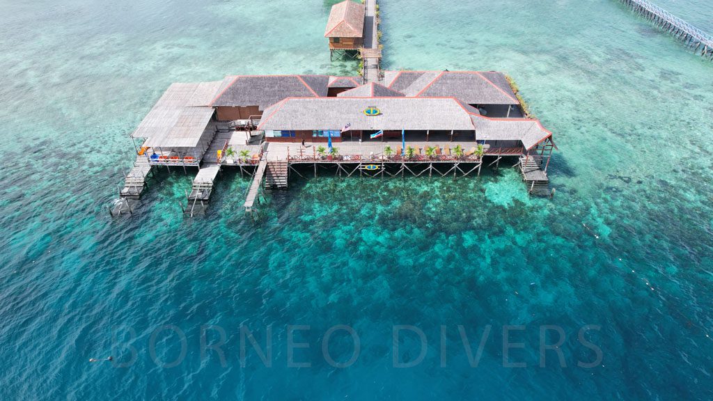 16 borneo divers mabul malaysia jetty aerial