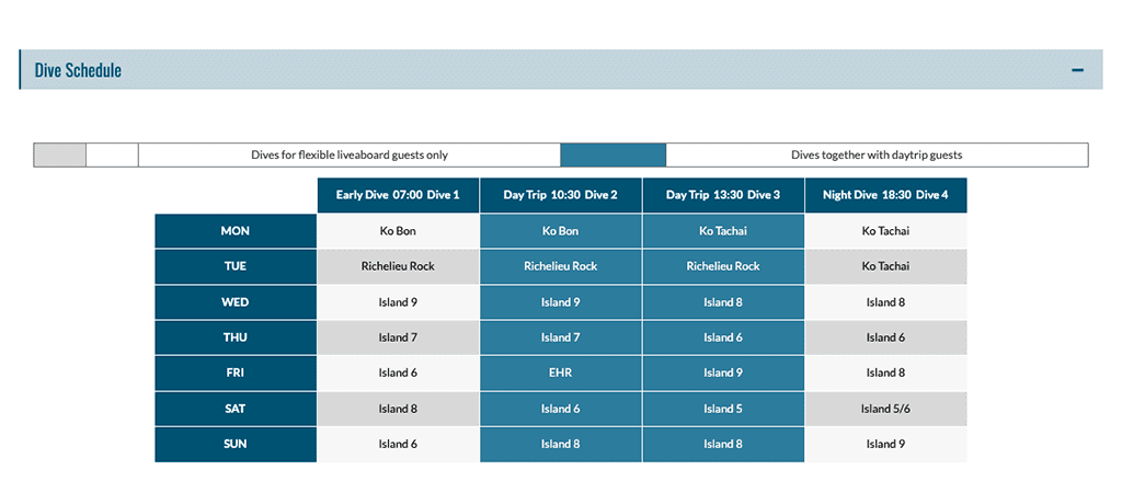 Mv stingray liveaboard schedule