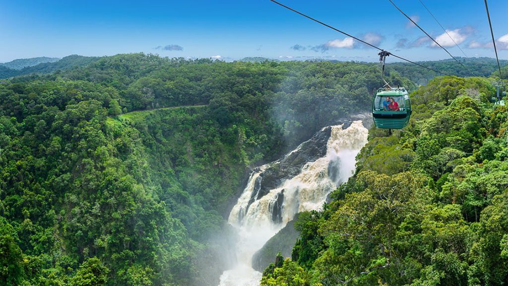 Skyrail rainforest cableway barron falls in flood with gondola view 2 4