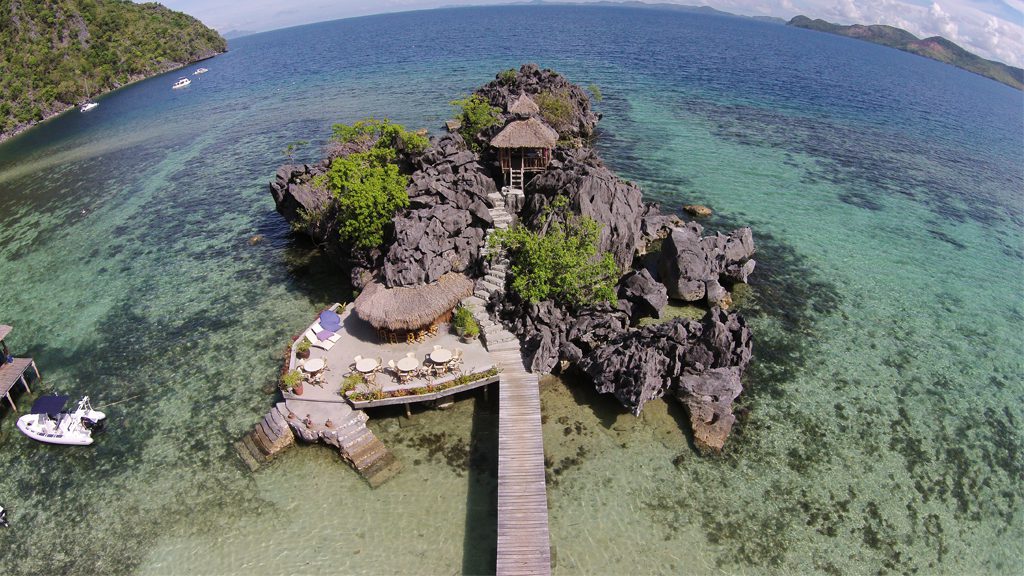 5 sangat island dive resort coron philippines aerial view rock bar