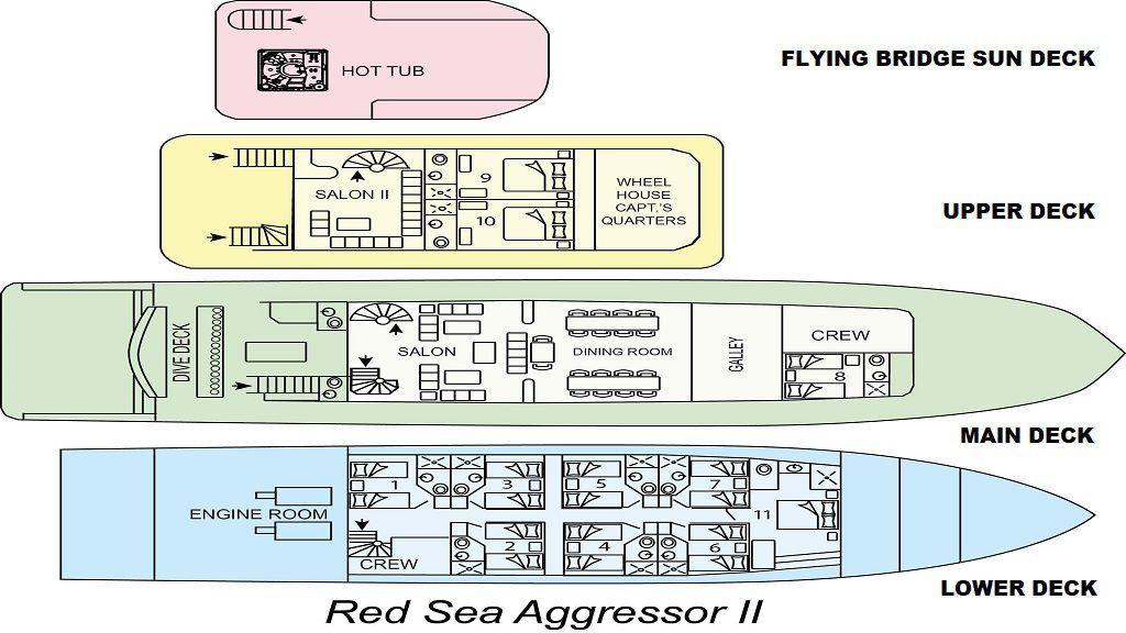 14 red sea aggressor ii liveaboard north egypt boat layout