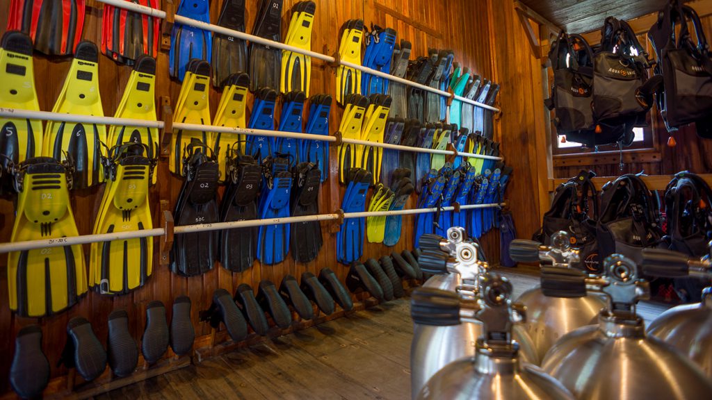 28 siladen resort and spa north sulawesi indonesia dive center gear room