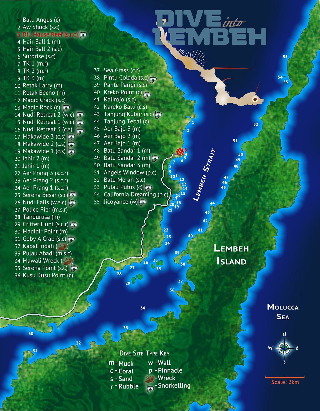 33 dive into lembeh north sulawesi indonesia lembeh dive site map