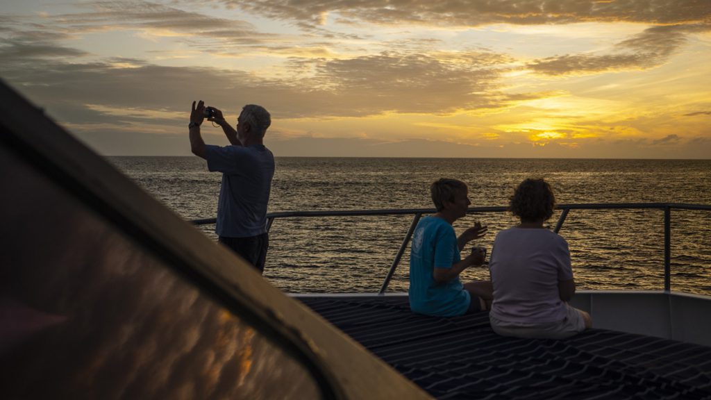 17 mermaid 2 liveaboard indonesia sunset view at the deck
