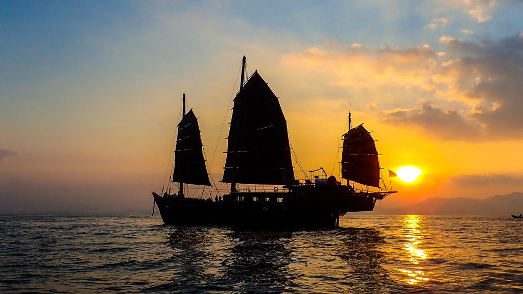 8 the junk liveaboard thailand aerial boat view silhouette