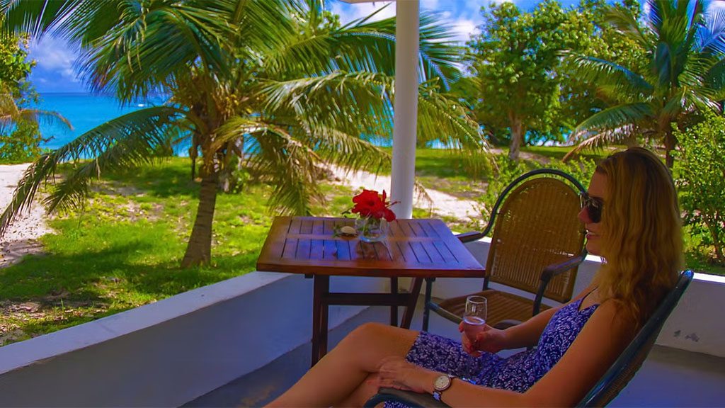 6 tonga haʻapai sandy beach resort veranda girl