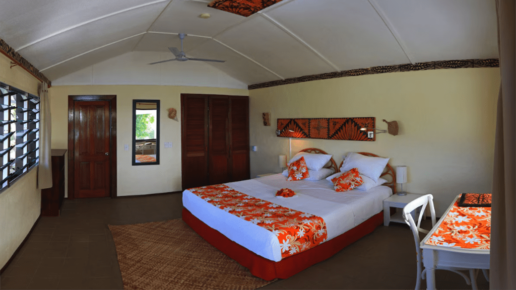 8 tonga haʻapai sandy beach resort bungalow interior