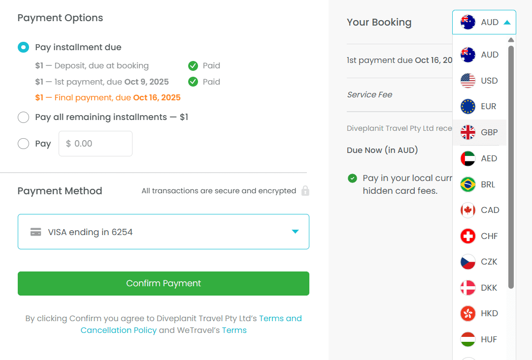Wetravel payment currency Wetravel payment currency