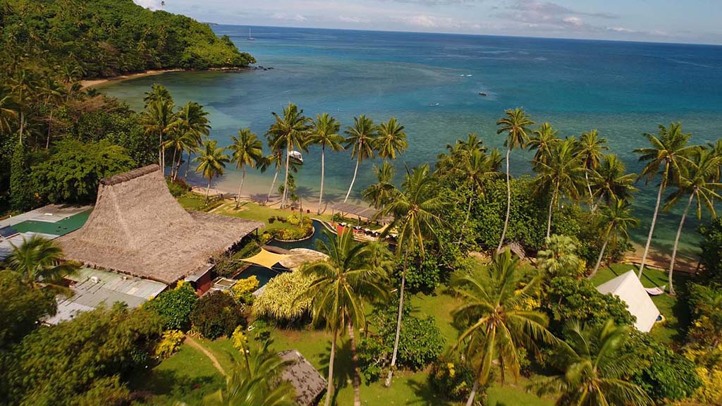 2 beqa lagoon resort beqa lagoon fiji resort aerial view hero
