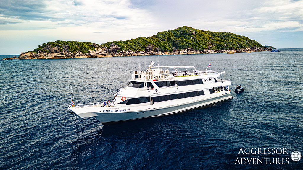 2 thailand aggressor liveaboard indonesia aerial boat side view hero